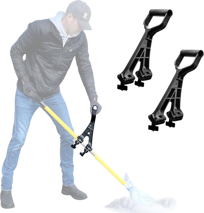 Reach Right Universal Handle Attachment for Snow Shovel, Weedeater, String Trimmer, Rake & More | Versatile Ergonomic Back Saving Attachment for All Gardening Tools | Yard Tool Gifts (2 Pack) - Image 1
